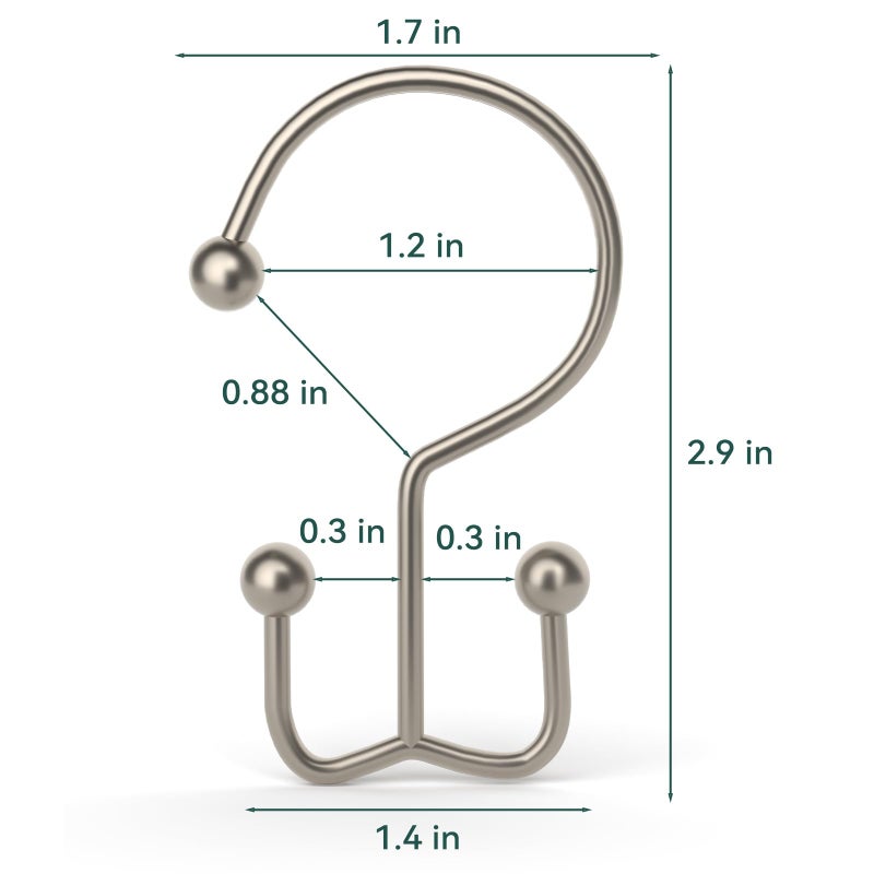 Goowin Shower Curtain Hooks, 12 Pcs Shower Curtain Rings, Durable Shower Curtain Rings Rust Proof, Double Glide Shower Rings for Curtain, Simple Shower Hooks for Shower Curtain & Liner, Matte Nickel - Image 4